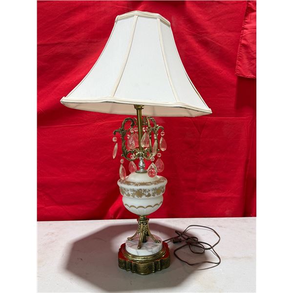 French Opaline Lamp w/ Marble Base