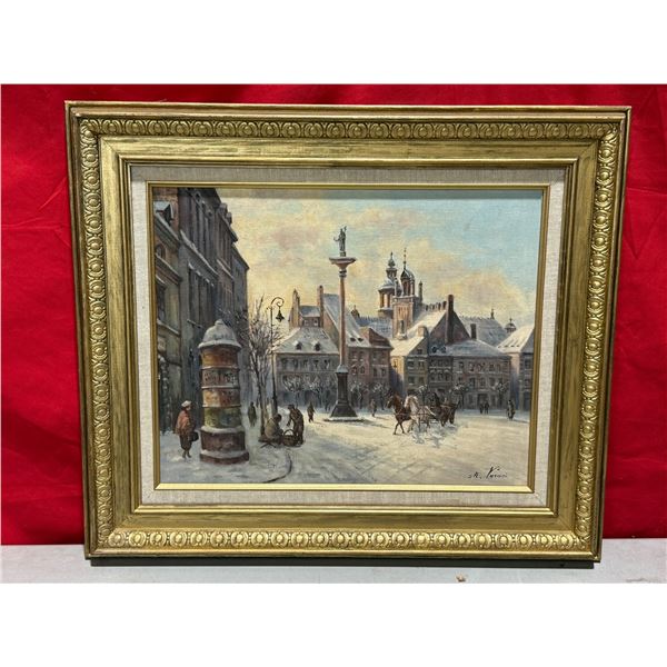 Framed & Signed Original "Stare Miasto" Oil Painting by M. Vasari