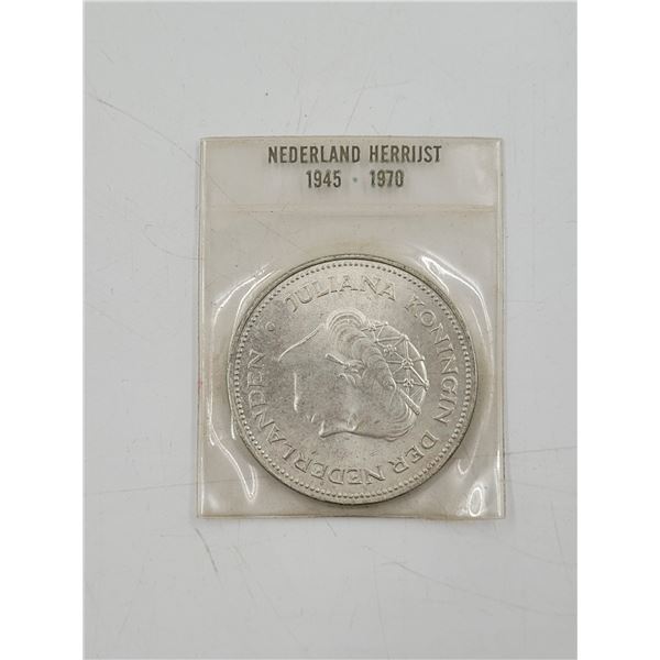 1970 Silver 10 Gulden Queen Juliana Netherlands Coin