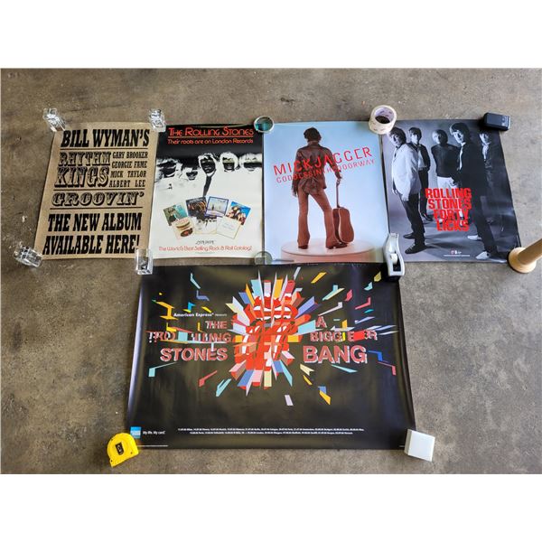 5 Music Posters w/ Bill Wyman, The Rolling Stones, & Mick Jagger