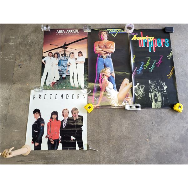 4 Music Posters w/ Pretenders, Abba, Tom Jones, & The Honey Drippers