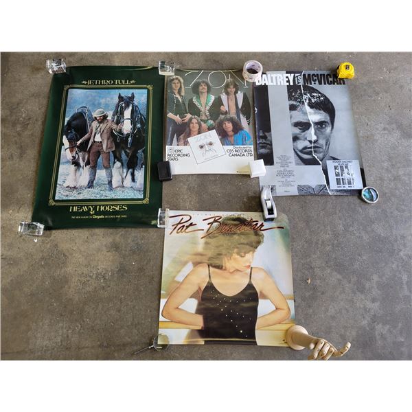 4 Music Posters w/ Zon, Roger Daltrey, Pat Benatar, & Jethro Tull