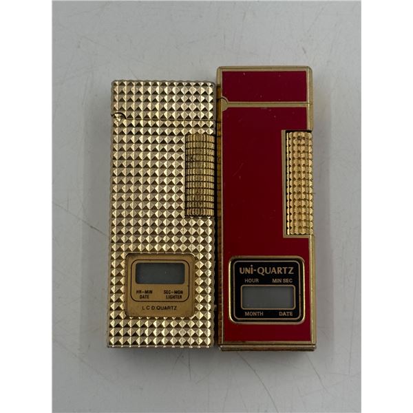 2 VTG Lighters w/ Built-In Digital Clocks