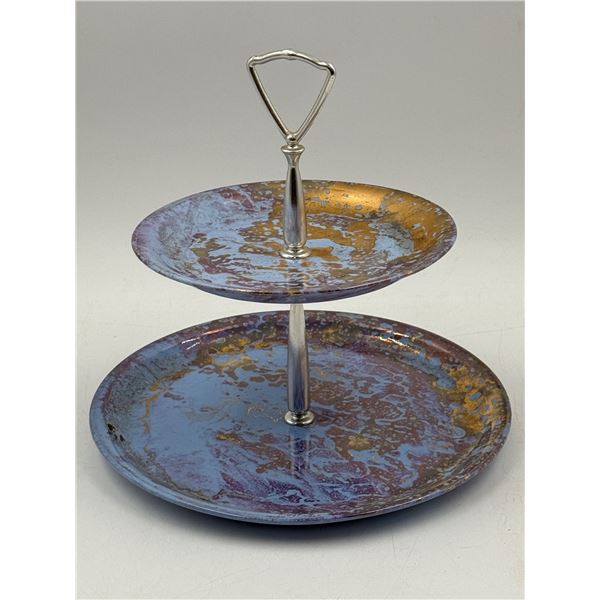 Mid-Century Atomic Homer Laughlin Marbled 2-Tier Serving Platter