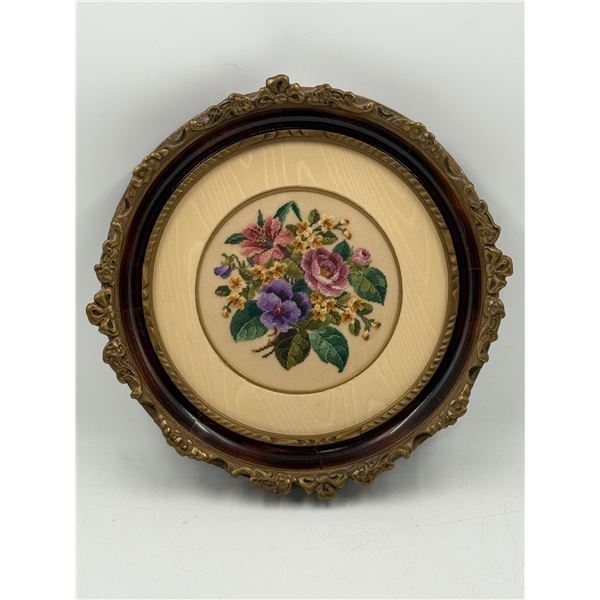 Framed VTG Needlepoint Piece