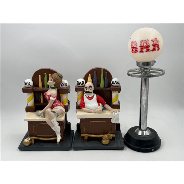Pair of Florentine Art 1977 Bar Bookends & Bar Decor