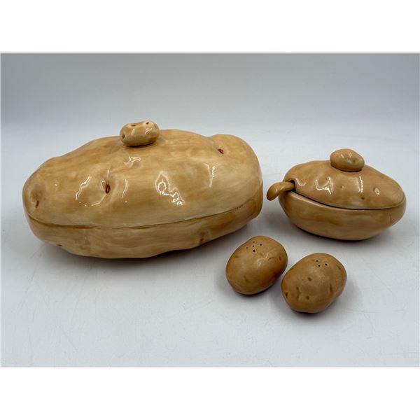 Ceramic Baked Potato Serving Set w/ Salt/Pepper Shakers, Serving Dish, & More