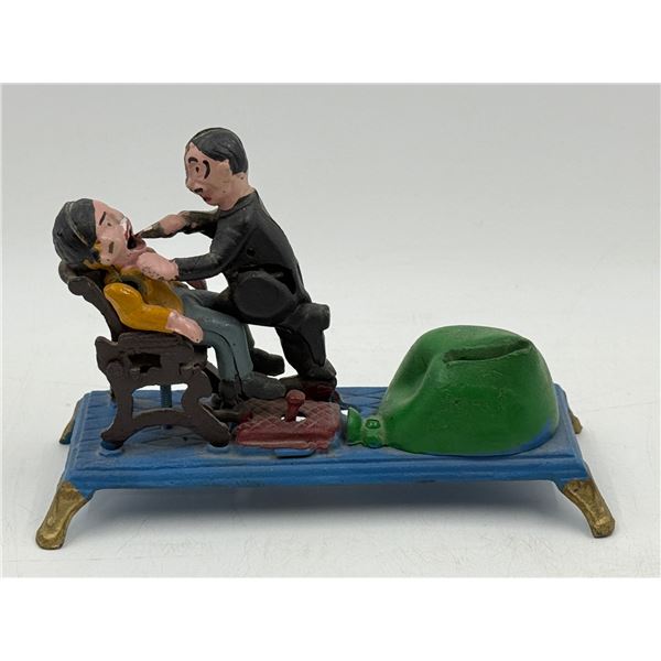 Cast Iron Dentist Pulling Teeth Mechanical Bank
