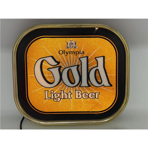 Olympia Gold Light Beer Light-Up Advertising Bar Sign