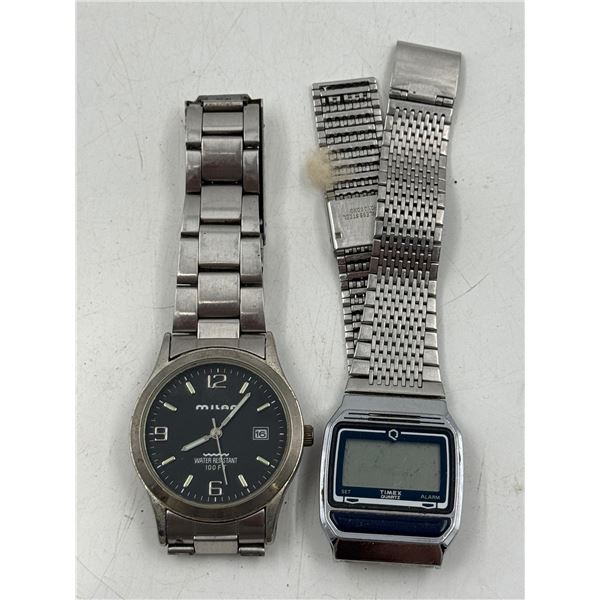 Milan Link Watch & Timex Mesh Digital Watch
