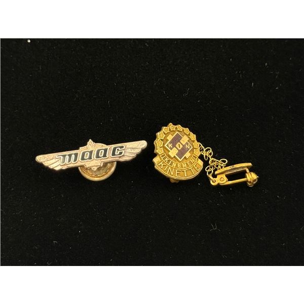 2 Sterling Pins (Kinsmen Kinette Club & Model Aeronautics Association of Canada)