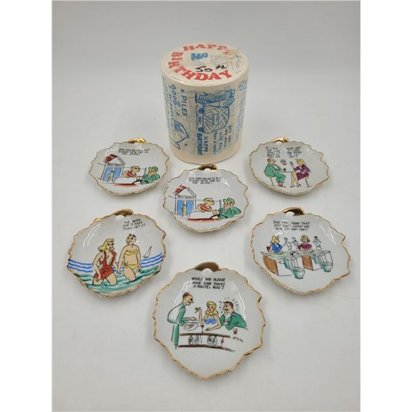 Vintage Adult Humor Toilet Paper & Porcelain Dishes