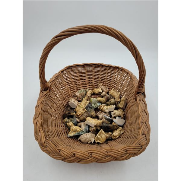 Basket Of Vintage Wade Figurines