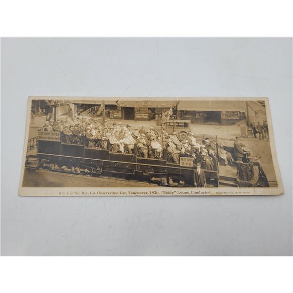 1926 Canadian Postcard B.C. Electric Rly, Co. Observation Car - Vancouver