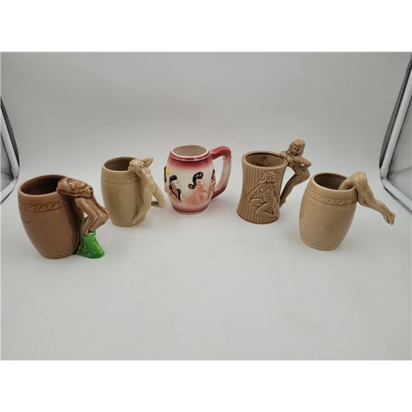 5 Vintage Adult Nude Women Cups