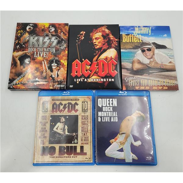 Concert DVDs & Blu-Rays: ACDC, Queen, JImmy Buffett, & Kiss