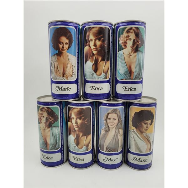 7 Vintage Tennent's Beer Cans With Women Picture Advertising