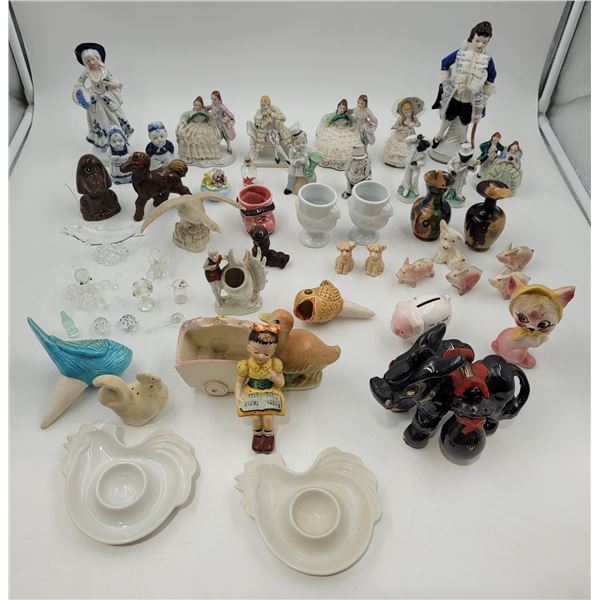 Vintage Variety: Porcelain Figurines, Egg Dishes, Glass Figurines,