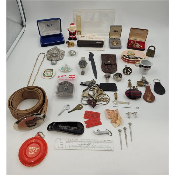 Vintage Variety: Keys, Belt, Jewelry Boxes, Nails, Watch, Letter Opener, & More