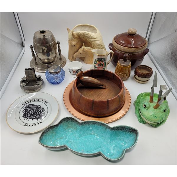 Vintage Variety: Match Holder Ashtray, Dishware, Planter Tools, & More