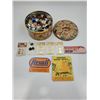 Image 1 : Vintage Buttons, Needle Book, & Rexall Advertising