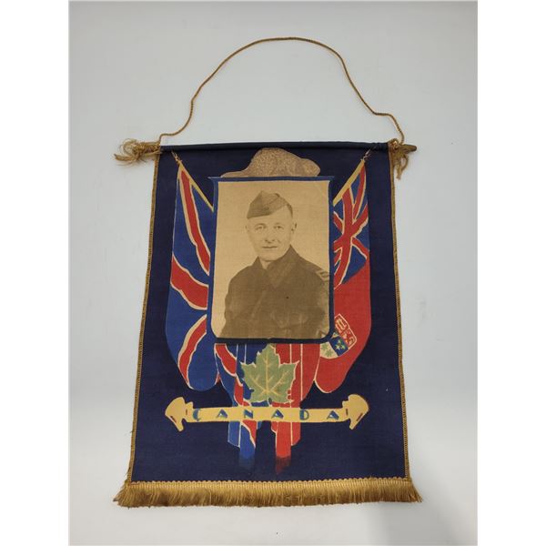 Vintage Canadian Military Tapestry Honouring Soldier