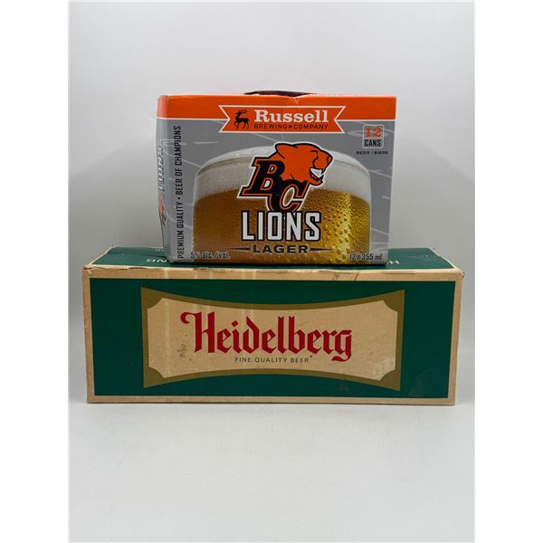 2 Cases Of Vintage Beer : Russell BC Lions Cans & Heidelberg Glass Bottles