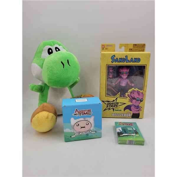 Assorted Toys: Yoshi Plush, Sand Land Beelzebub, & Adventure Time