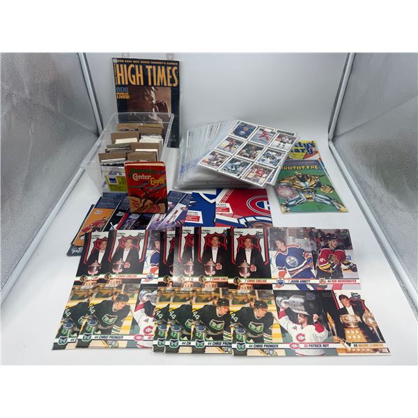 variety Lot: Hockey Cards, Comics, Magazine, & Book
