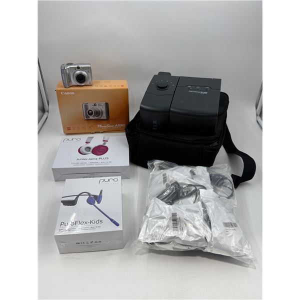 Electronics: Canon Powershot, Headphones, & Respironics
