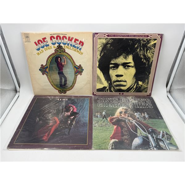 4 Vintage Vinyl Records: Joe Cocker, Jimi Hendrix, Janis Joplin, & Pearl