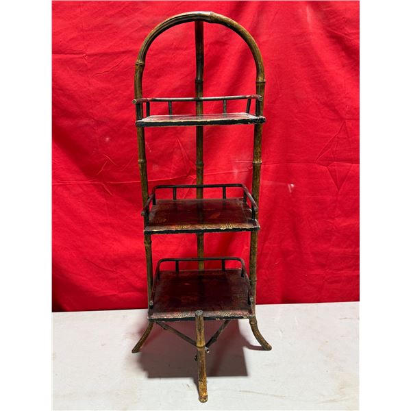 Vintage Bamboo Famed 3 Tiered Shelving Unit - Great For Smalls