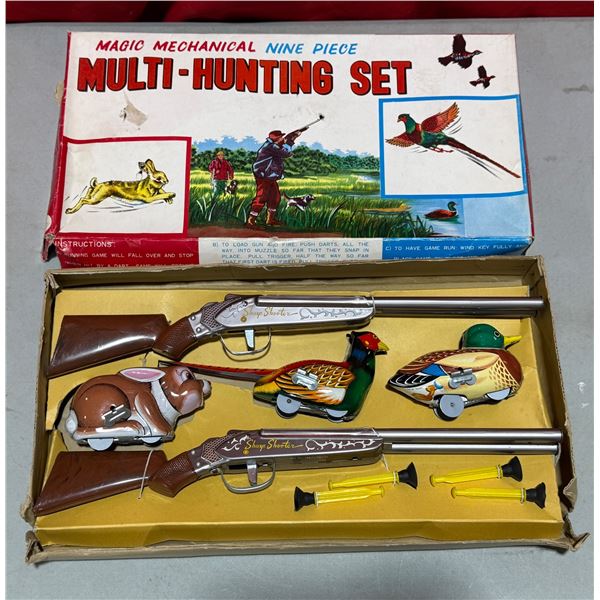 Hard to Find Vintage Japanese Made Multi-Hunting Set Tin Litho Toy