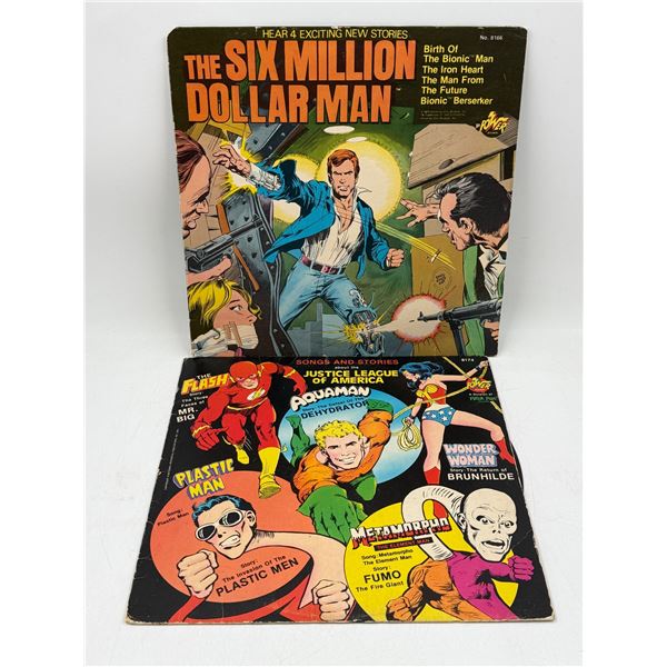 2 Vintage Vinyl Records: Justice League Of America & The Six Million Dollar Man
