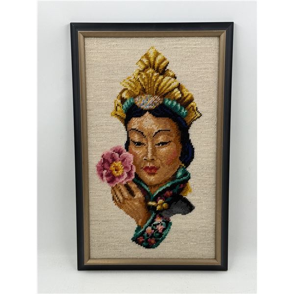 Vintage Asian Needlepoint Artwork