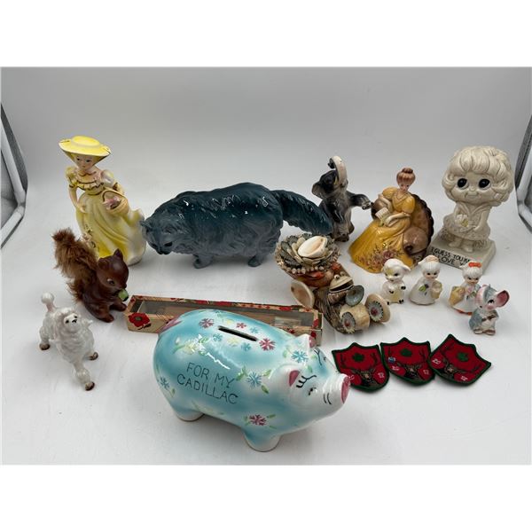 Vintage Variety: Porcelain Figurines, Patches, FAn, Shell Art