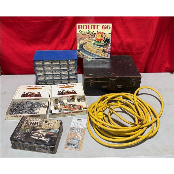 Extension Cord. Hardware Organizer With Contents, Nails, & More
