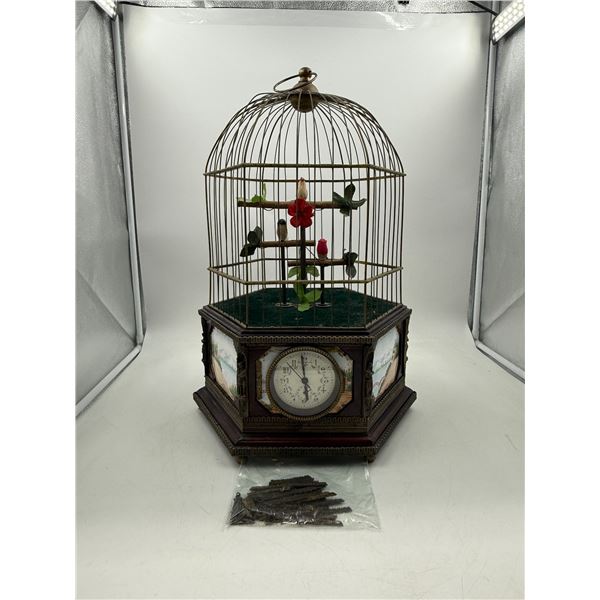 Vintage Automaton Bird In Cage Table Clock - Needs Repairs