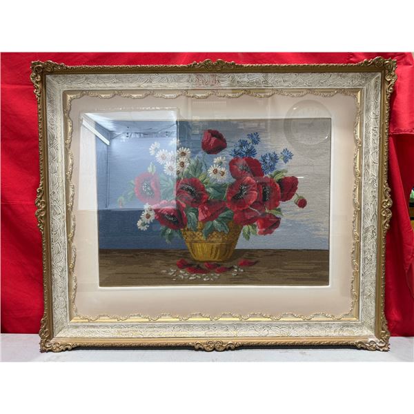 Large Needlepoint Still Floral Art Work