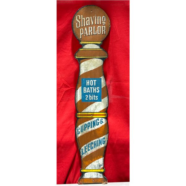Vintage Hand Painted Barber Pole Advertisement