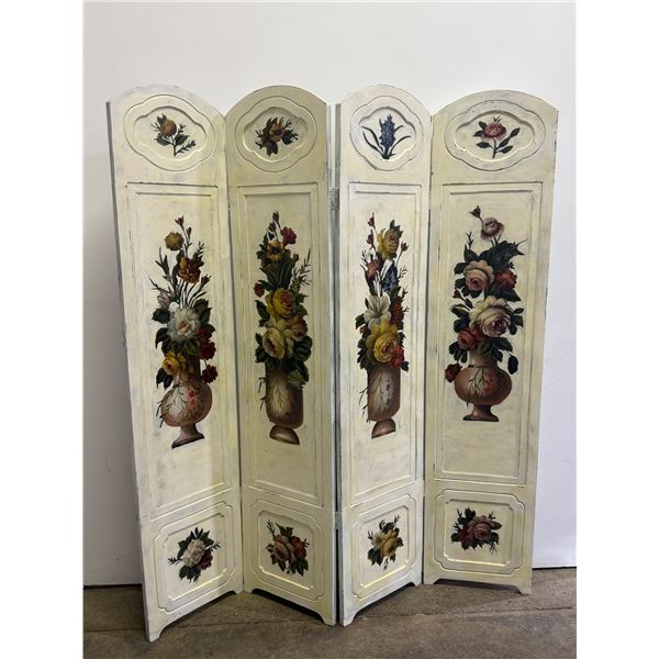 Vintage Hand Painted Floral Room Divider