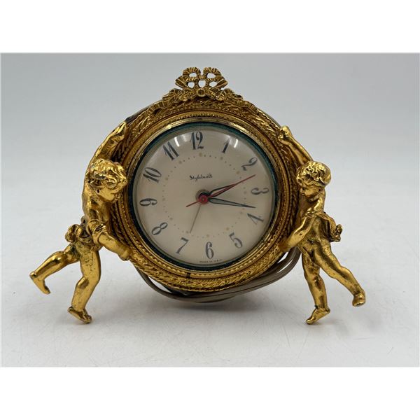 Hollywood Regency Cherub Themed Table Clock
