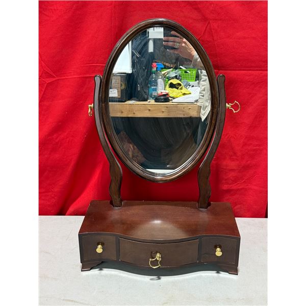 Vintage Table Top Swing Mirror With Jewelry Drawer