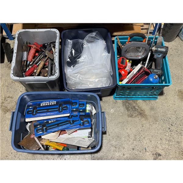 Assorted Tools: Makita Drill, Shop Light, Screwdrivers, & More