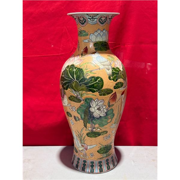 Vintage Asian Floral Avian Themed Vase