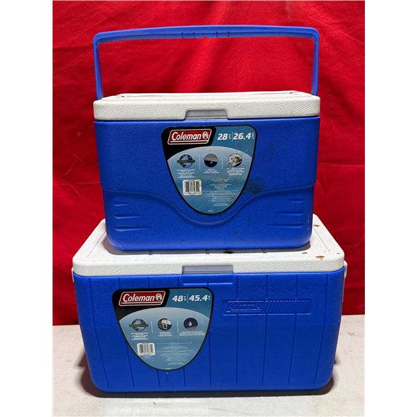 2 Coleman Coolers: 28 & 48 qts
