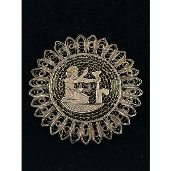 Vintage Egyptian Silver Brooch