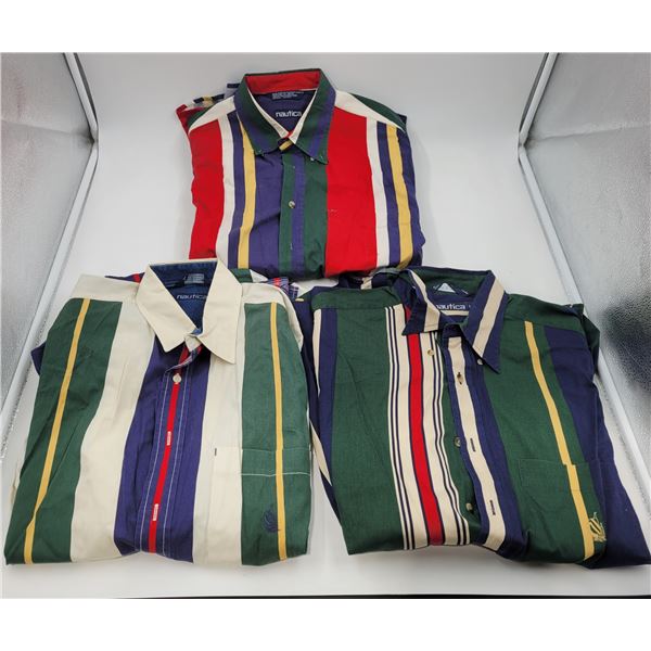 3 Nautica Size Large Collared Shirts
