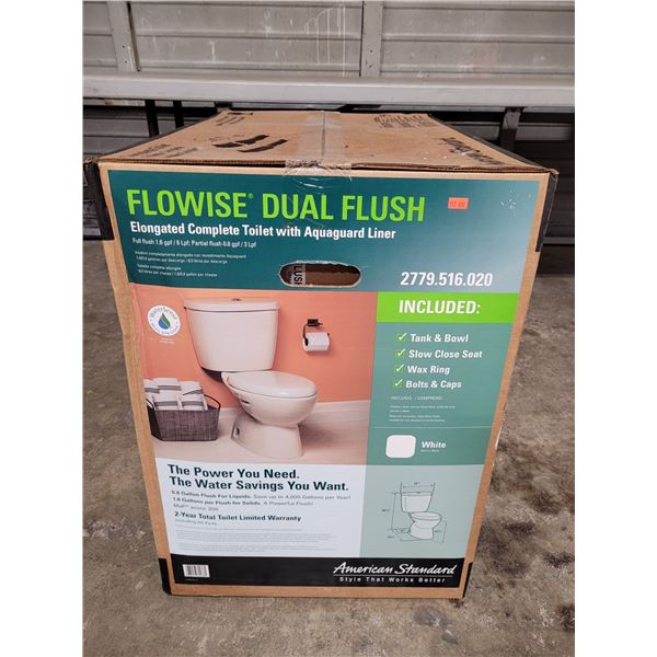 Flowise Dual Flush Elongated Complete Toilet w/ Aquaguard Liner