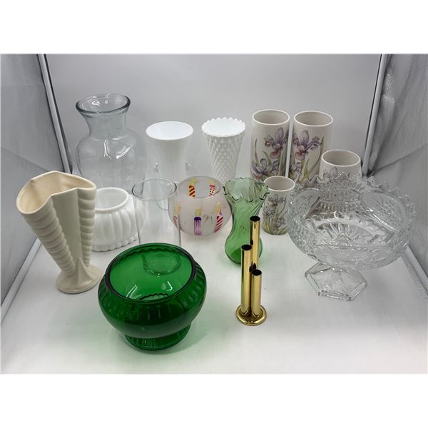 Lot of Assorted Glassware w/ Vases & Pedestal Bowl